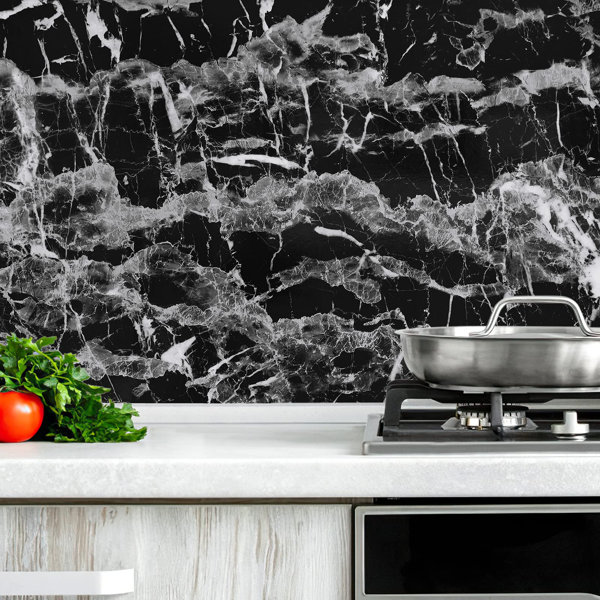 Orren Ellis Black Marble Contact Paper Marble Wallpaper Wayfair.ca